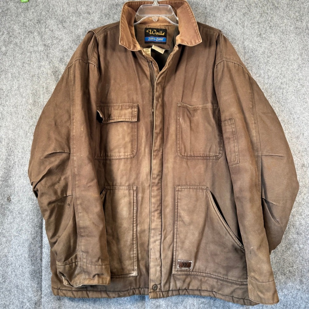 Vtg Walls Zero Zone Work Jacket Mens 2XL Brown Quilted Barn Coat Canvas Outdoor